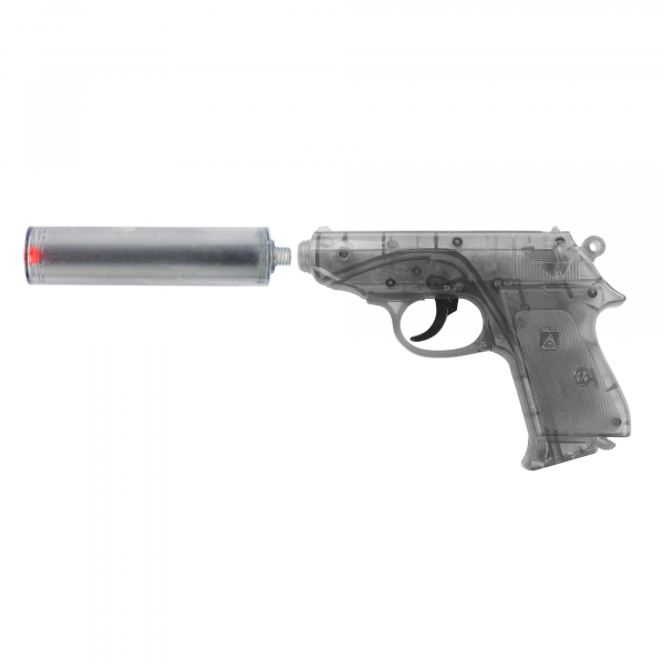 ◇超稀少品◇GUN SHOT.CL-733.PATENT PENEING Special Agent PPK 25-shot pistol with muffler, blister card