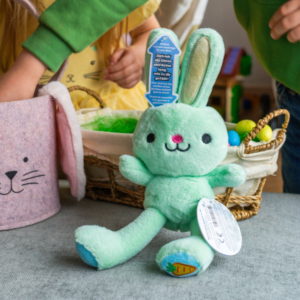 Bauer Spielwaren Stretch Buddies Hase Mint – 28 Cm Kuscheliges Plüschtier Mit Beweglichen Ohren & Beinen