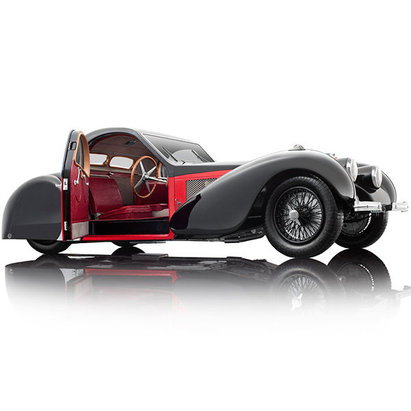 Bauer Exclusive Bugatti Type 57SC Atalante 1937: Levensechte hoogwaardige modelauto 1:12 in gelimiteerde oplage, deuren en motorkap beweegbaar, zwart-geel (7828-Z75Y Bauer Exclusive Bugatti Type 57SC Atalante 1937: Levensechte hoogwaardige modelauto 1:12 in gelimiteerde oplage, deuren en motorkap beweegbaar, zwart-geel (7828-Z75Y
