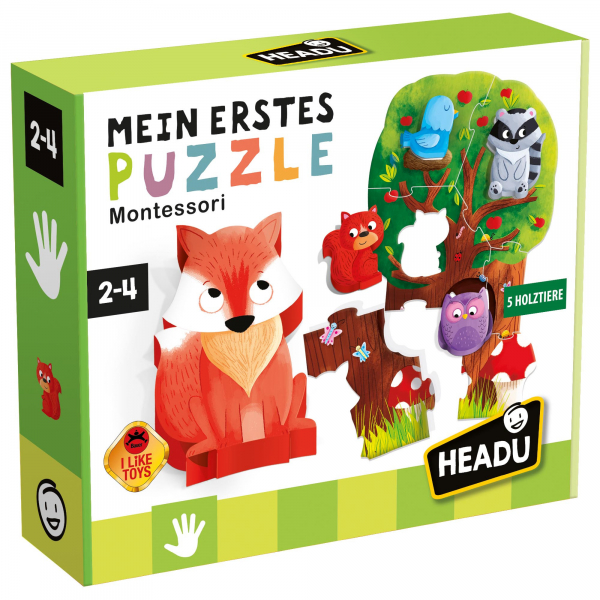 Headu - Animaux à Toucher Montessori - Puzzle Tactile Pour Enfants 1-3 Ans - 6 Puzzles Et Pièces Tactiles - Jeu éducatif Sensoriel
